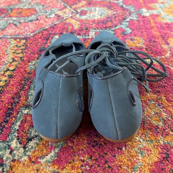 NWOT GAP | Women’s Cornflower Blue Suede Lace-Up Ankle Wrap Ballet Flats, sz 7.5 - Picture 4 of 10